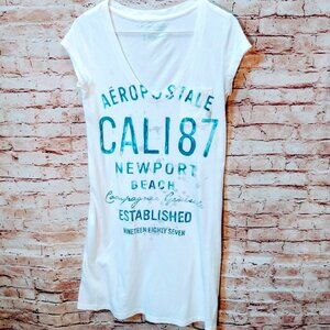 Aeropostale White Summer Dress/Cover Up w/Logo Size M